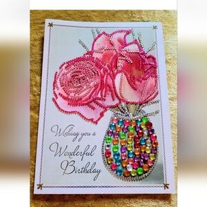 Beautiful, One-of-a-Kind Birthday Card Bedazzled With Colored Rhinestones